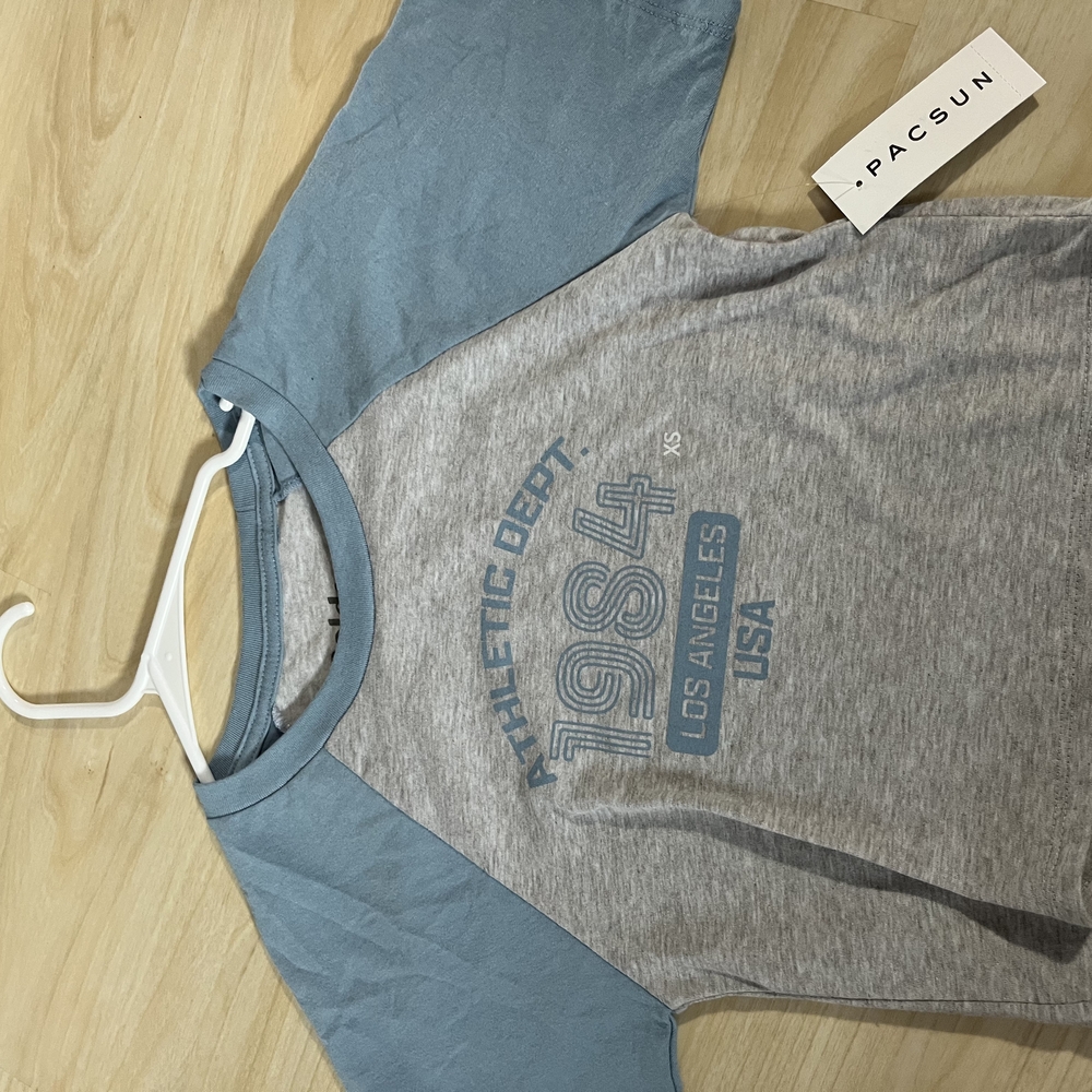 PacSun Blue and Gray Athletic Dept Tee